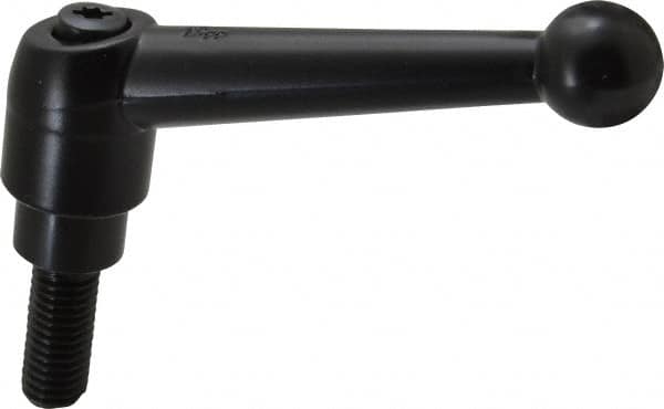 Threaded Stud Adjustable Clamping Handle: M10 x 1.50 Thread, 21 mm Hub Dia, Die Cast Zinc, Black MPN:K0116.3101X25