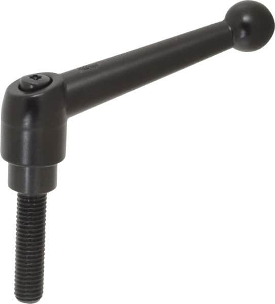 Threaded Stud Adjustable Clamping Handle: M10 x 1.50 Thread, 21 mm Hub Dia, Die Cast Zinc, Black MPN:K0116.3101X40