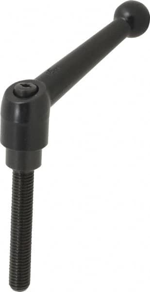 Threaded Stud Adjustable Clamping Handle: M10 x 1.50 Thread, 21 mm Hub Dia, Die Cast Zinc, Black MPN:K0116.3101X60