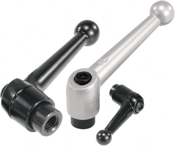 Threaded Hole Adjustable Clamping Handle: M12 Thread, Zinc, Silver MPN:K0116.5123