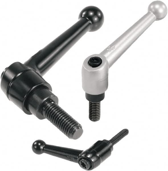 Threaded Stud Adjustable Clamping Handle: 1/2-13 Thread, Zinc, Silver MPN:K0116.5A53X40