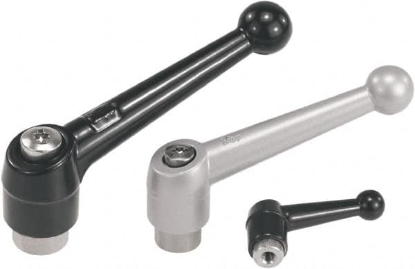 Threaded Hole Adjustable Clamping Handle: M6 Thread, Zinc, Silver MPN:K0117.1063