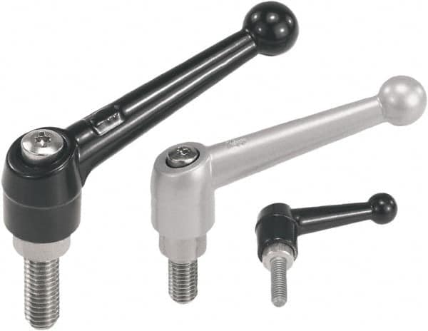 Threaded Stud Adjustable Clamping Handle: 1/2-13 Thread, Zinc, Silver MPN:K0117.4A53X25