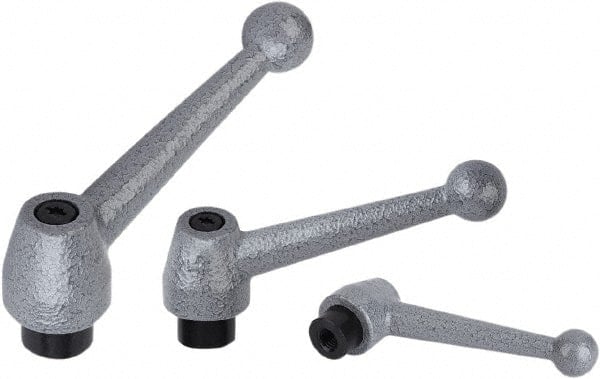 Threaded Hole Adjustable Clamping Handle: M10 Thread, Stainless Steel, Metallic MPN:K0121.1110