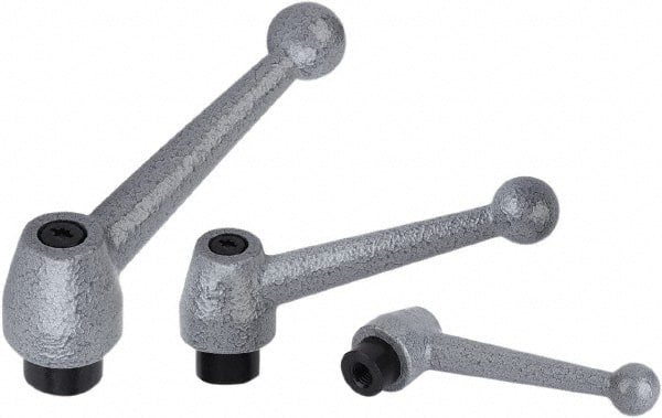 Threaded Hole Adjustable Clamping Handle: 3/8-16 Thread, Stainless Steel, Metallic MPN:K0121.11A4