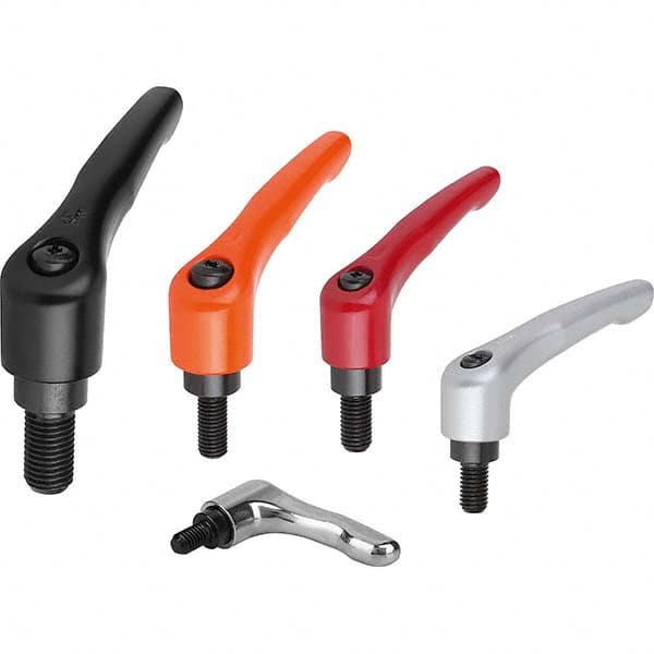 Threaded Stud Adjustable Clamping Handle: 3/8-16 Thread, Zinc, Black MPN:K0122.4A41X25