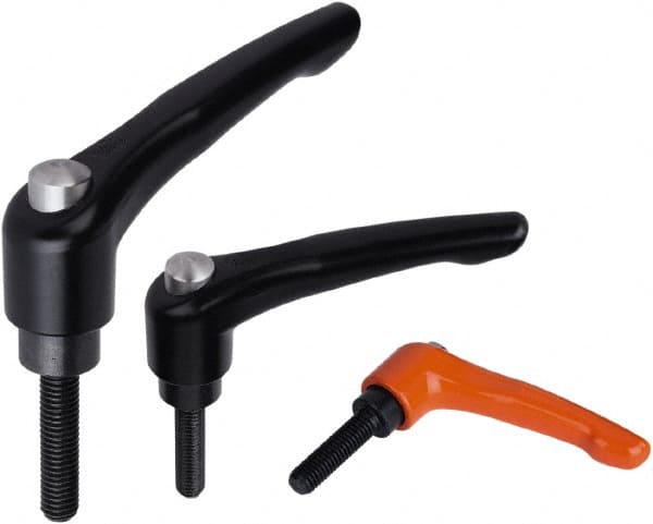 Threaded Stud Adjustable Clamping Handle: 5/16-18 Thread, Zinc, Orange MPN:K0122.92A32X30