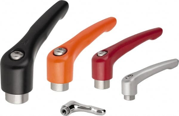 Threaded Hole Adjustable Clamping Handle: #10-32 Thread, Zinc, Orange MPN:K0123.0A12
