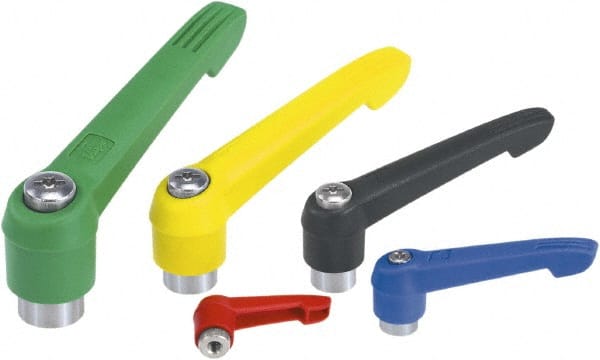 Threaded Hole Adjustable Clamping Handle: M6 Thread, Fiberglass Reinforced Plastic, Green MPN:K0270.10686