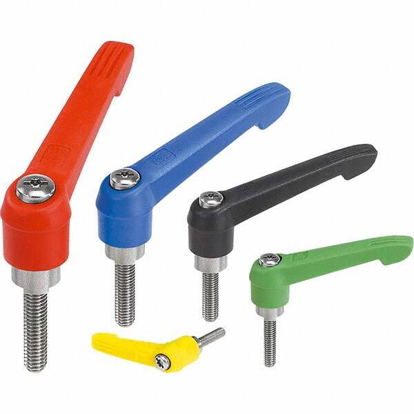 Threaded Stud Adjustable Clamping Handle: #10-24 Thread, Zinc over Fiberglass Reinforced Plastic, Yellow MPN:K0270.1A016X25