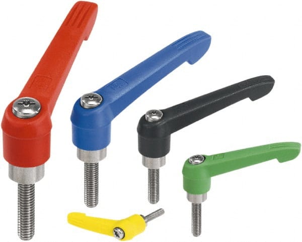 Threaded Stud Adjustable Clamping Handle: 1/4-20 Thread, Fiberglass Reinforced Plastic, Orange MPN:K0270.1A22X10