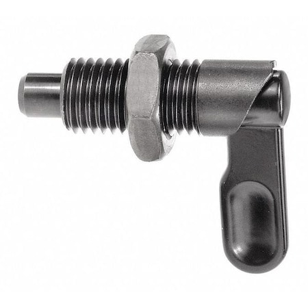 Indexing Plunger, Cam-Action, D=8, D1= 1/2-13, Steel, Style D, With Locknut, Grip Powder Coated MPN:K0348.0708A5