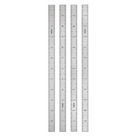 Ruler, Stainless Steel, Self Adhesive. Horizontal, zero at left. 12