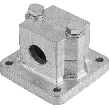 Tube Clamp With Flange M=75 G=75 L=52, 5 Aluminum, Square, Comp: Steel, A=1.25