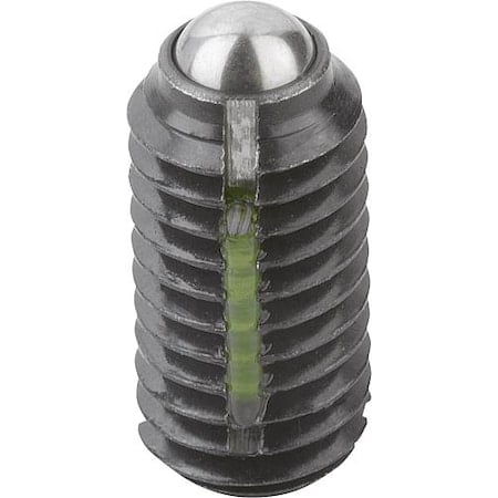 Spring Plunger Intensified Spring Force, Long-Lok D=1/2-13 L=22, Steel, Comp: Ball Steel MPN:K0321.2A5