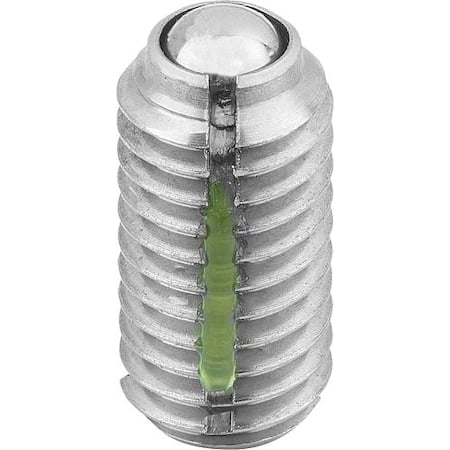 Spring Plunger Standard Spring Force, Long-Lok D=M03 L=7, Stainless Steel, Ball Stainless Steel MPN:K0322.03