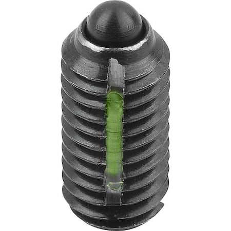 Spring Plunger Standard Spring Force, Long-Lok D=M12 L=22, Steel, Comp: Pin Steel MPN:K0323.12