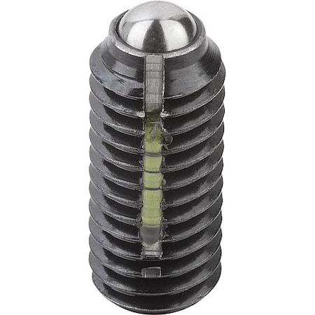 Spring Plunger Standard Spring Force, Long-Lok D=3/8-16 L=23, Steel, Comp: Ball Steel MPN:K0325.A4