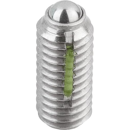 Spring Plunger Standard Spring Force, Long-Lok D=M10 L=23, Body & Ball Stainless Steel MPN:K0326.10