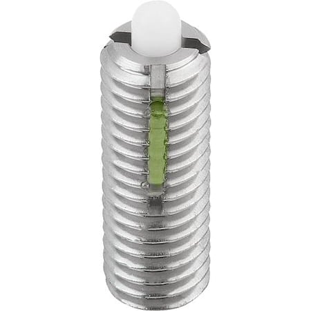Spring Plunger Standard Spring Force D=M16 L=32, Stainless Steel, Long-Lok, Comp: Pin Pom MPN:K0330.16