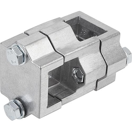 Tube Clamp 4-Way Flat Aluminum, Square, Comp: Steel, A=1.5