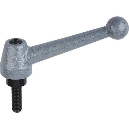 Adjustable Handle, Ball Style, All Steel, Size: 1 3/8-16X20 Steel, Painted Finish Gray Hammertone MPN:K0120.1A4X20