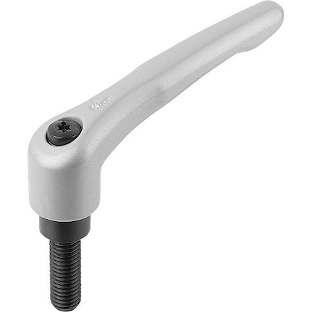 Adjustable Handle, Modern Design, Sz. 0, 10-24X35, Die Cast Zinc Silver Metallic, Comp: Steel MPN:K0122.0A03X35