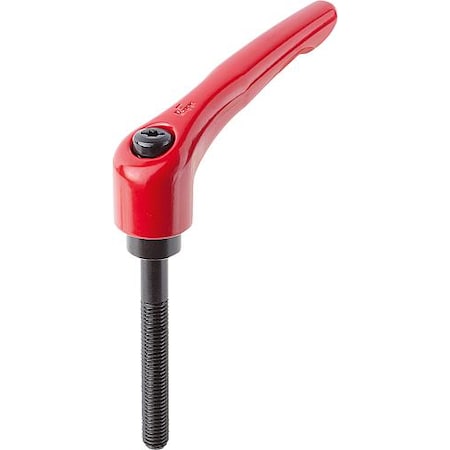 Adjustable Handle, Modern Design, Sz. 4, M12X70, Die Cast Zinc Red RAL 3003, Comp: Steel MPN:K0122.41227X70
