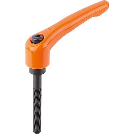 Adjustable Handle, Modern Design, Sz. 4, M12X80, Die Cast Zinc Orange RAL 2004, Comp: Steel MPN:K0122.4122X80