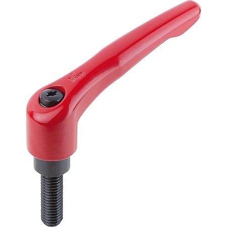 Adjustable Handle, Modern Design, Sz. 4, 3/8-16X90, Die Cast Zinc Red RAL 3003, Comp: Steel MPN:K0122.4A427X90