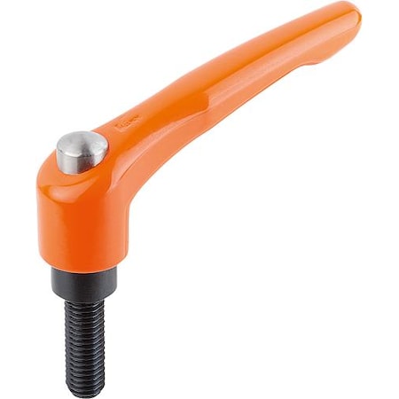 Adjustable Handle, Mod. Des., Protective Cap Sz. 2, 3/8-16X15, Cast Zinc Orange RAL2004, Steel MPN:K0122.92A42X15