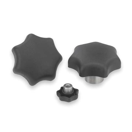 Star Grip With Steel Bushing, D=M10, D1= 50, H=32, Form: K, Tapped Blind Hole, Thermoplastic Black MPN:K0153.210