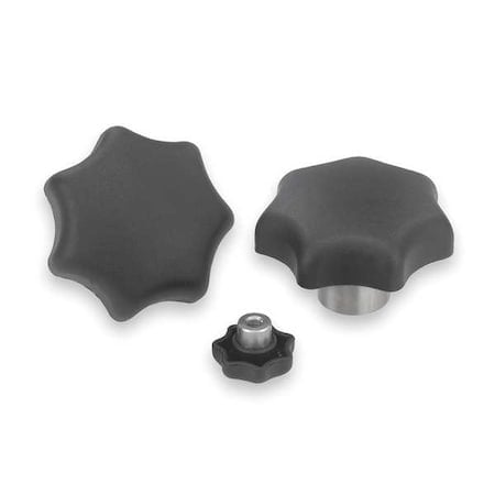 Star Grip With Steel Bushing, D=3/8-16, D1= 63, H=40, Form K, Tapped Blind Hole, Thermoplastic Black MPN:K0153.2A41