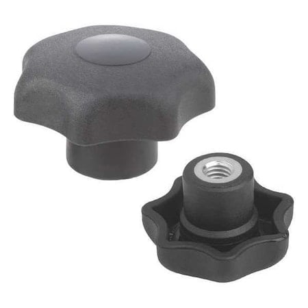Star Grip, Similar To DIN 6336, D=M06, D1= 32 H=20, Internal Thread, Cap and Grip: Black Plastic MPN:K0154.206