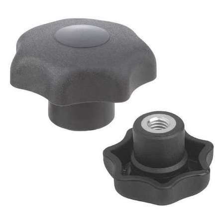 Star Grip, Similar To DIN 6336, D=5/16-18, D1= 40 H=25, Internal Thread, Cap and Grip: Black Plastic MPN:K0154.2A3