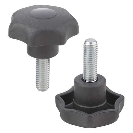Star Grip, Similar To DIN 6336, D=M06X30, D1= 32 H=20, External Thread, Cap and Grip: Black Plastic MPN:K0154.406X30