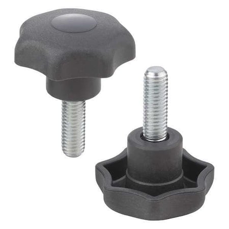 Star Grip, Similar To DIN 6336, D=3/8-16X40, D1= 50 H=32, External Thread, Thermoplastic Black MPN:K0154.4A4X40