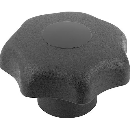 Star Grip, DIN 6336 Similar, D=6, D1= 32, Drilled Bushing, Steel, Black Plastic, Cap: Black MPN:K0155.106
