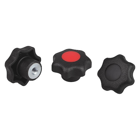 Star Grip, DIN 6336 Similar, D=M10, D1= 40, Tapped Bushing, Steel, Black Plastic, Cap: Black MPN:K0155.2101