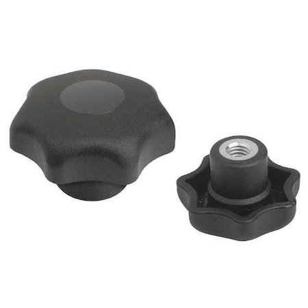 Star Grip, DIN 6336 Similar, D=5/16-18, D1= 40, Tapped Bushing, Steel, Black Plastic, Cap: Black MPN:K0155.2A3