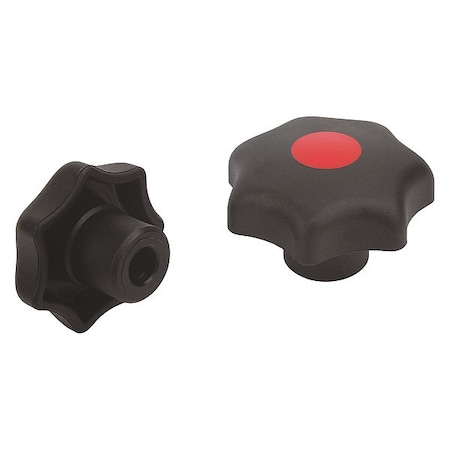 Star Grip, DIN 6336 Similar, D=8, D1= 40, Drilled Through, Entirely Plastic, Black, Cap: Gray MPN:K0155.3085
