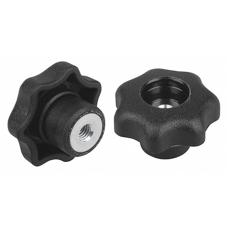 Star Grip, DIN 6336 Similar, D=M05, D1= 32, Steel, Tapped Through, No Cap, Black Plastic MPN:K0155.5051