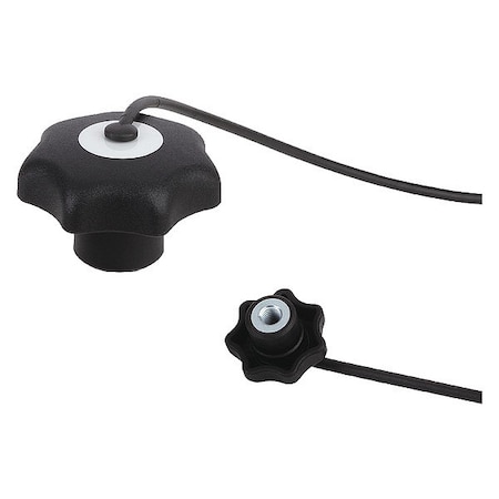 Star Grip w. Safety Lanyard, DIN 6336 Similar, D=M05, D1= 32, Steel, Black Plastic, Cap Black MPN:K0155.6051