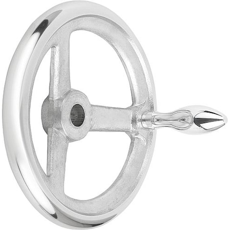 Handwheel, DIN 950, Aluminum 3-spoke, Diameter D= 80 mm, Bore D2= 0.312