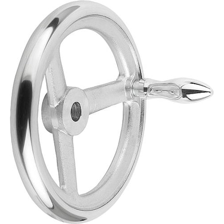 Handwheel, DIN 950, Aluminum 3-spoke, Diameter D= 140 mm, Bore D2= 0.5