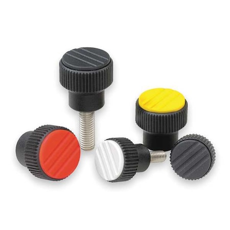 Knurled Knob Size: 1 D=10-32X20, D1= 21, H=22, Thermoplastic Black, Comp: Steel, Cap: Black MPN:K0247.1A1X20