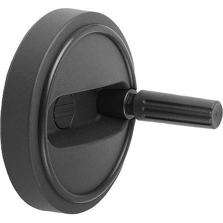 Handwheel, Thermoplastic, Diameter D1= 125 mm, Reamed Bore D2= 12 mm, Size: 3, With Revolving Handle MPN:K0257.312512