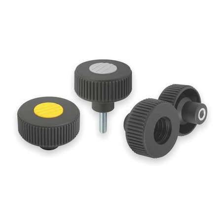 Knurled Knob Size: 1, D1= 40 D=M06, Form: K, Thermoplastic Black, Comp: Steel, Cap: Black MPN:K0260.2106
