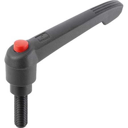 Adjustable Handle With Push Button, Size: 2, M08X50, Plastic Black, Comp: Steel, Button: Red MPN:K0269.71208X50
