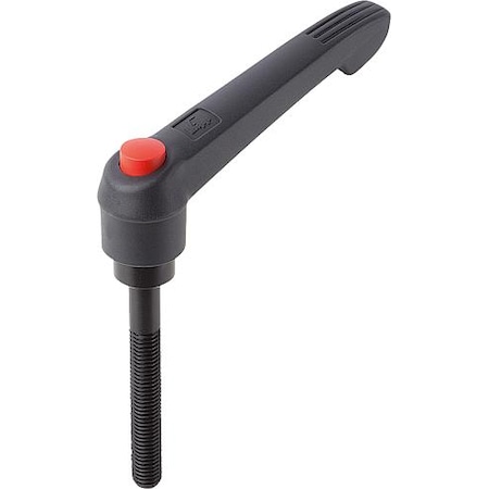 Adjustable Handle With Push Button, Size: 2 M08X60, Plastic Black, Comp: Steel, Button: Red MPN:K0269.71208X60